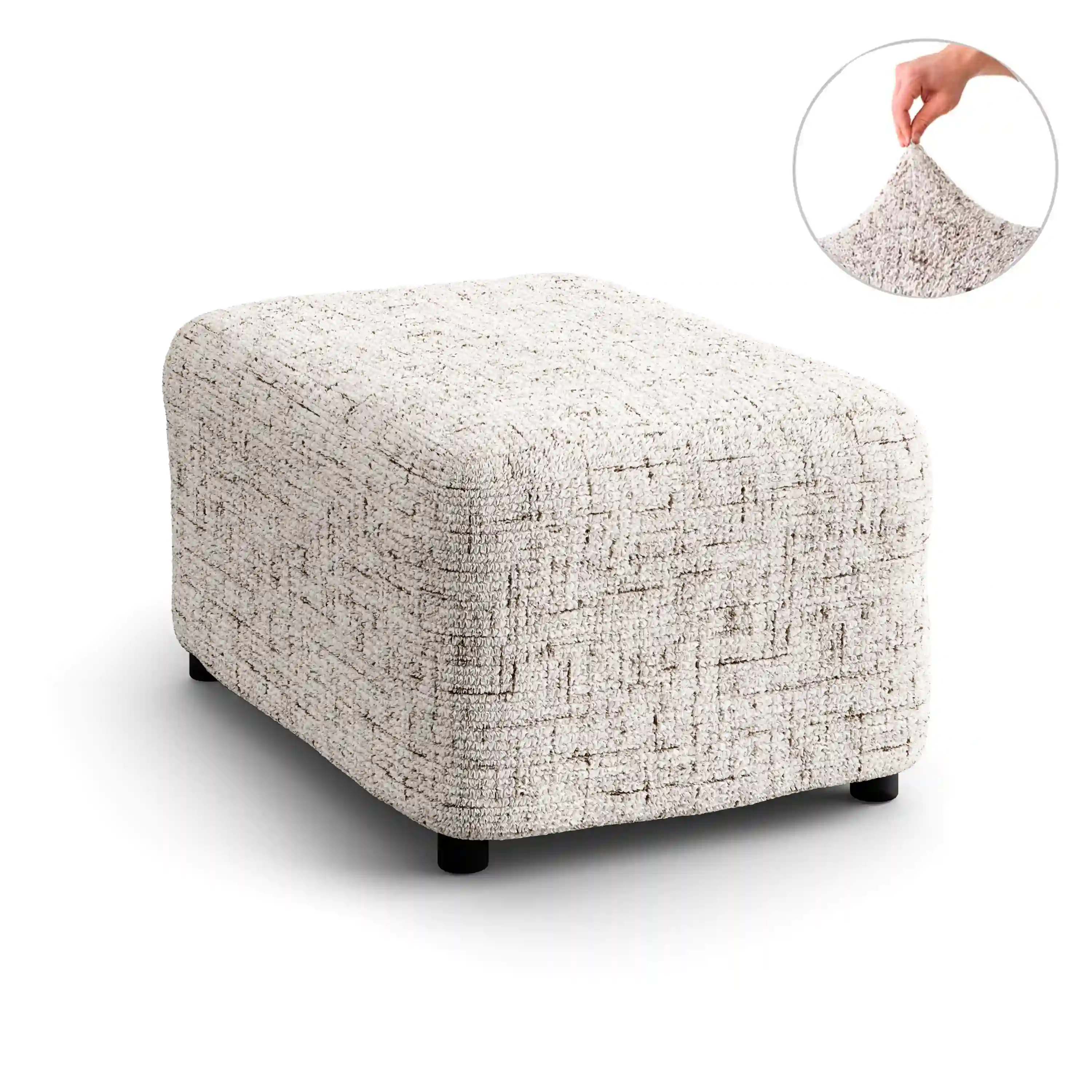 Footstool Cover - Vittoria White, Microfibra Printed